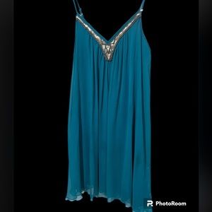 Express Dress Women's green A Line Spaghetti Strap Night Event Loose Fit size M